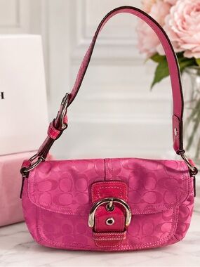 Coach Hot Pink Signature Jacquard Shoulder Bag SoHo Y2K